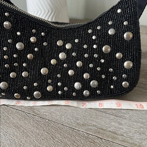 Anthropologie Asymmetric Beaded & Studded shoulder bag - Picture 9 of 11
